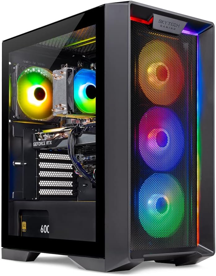 Skytech Gaming Nebula Gaming PC Desktop – Intel Core i5 13400F 2.5 GHz, NVIDIA RTX 4060, 1TB NVME SSD, 16GB DDR4 RAM 3200, 600W Gold PSU, 11AC Wi-Fi, Windows 11 Home 64-bit,Black 