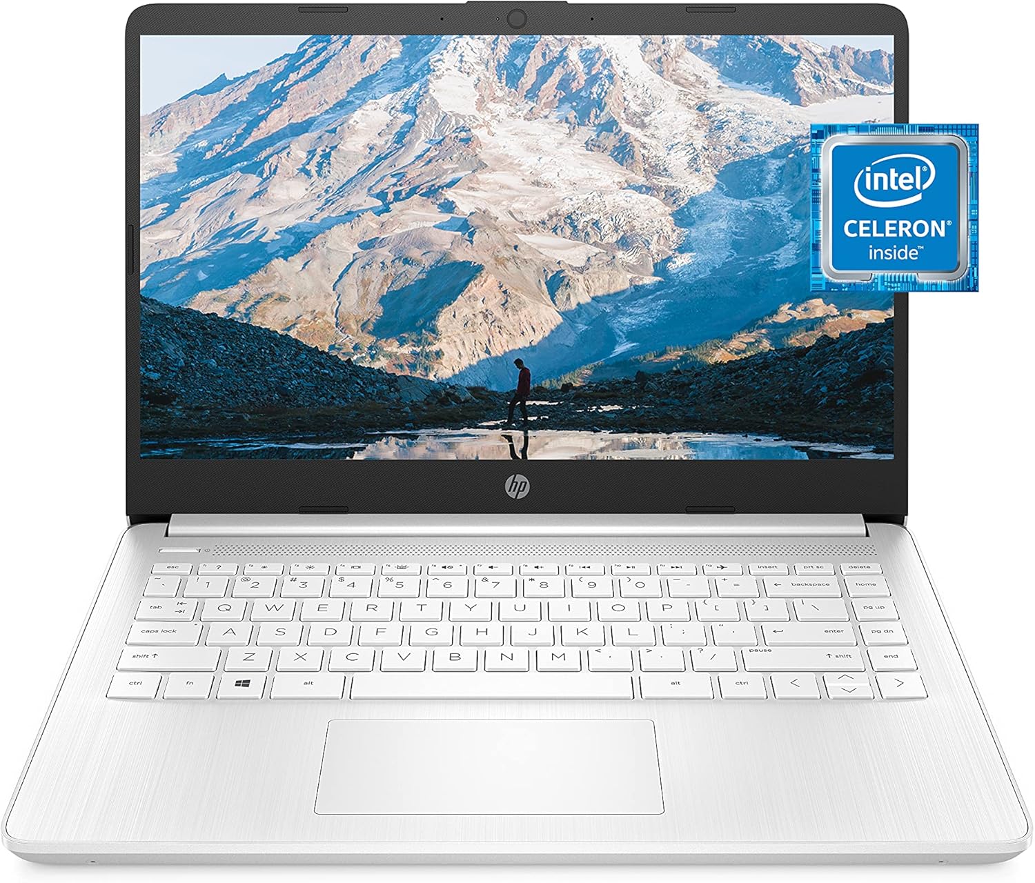 HP 14 Laptop, Intel Celeron N4020, 4 GB RAM, 64 GB Storage, 14-inch Micro-edge HD Display, Windows 11 Home, Thin & Portable, 4K Graphics, One Year of Microsoft 365 (14-dq0040nr, Snowflake White) 