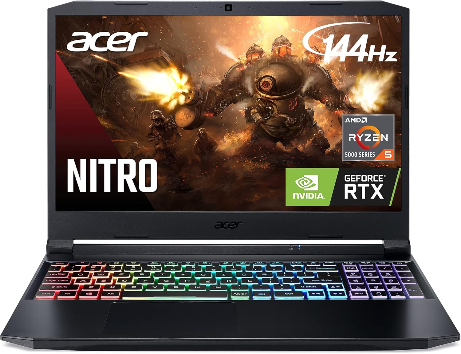 Acer Nitro 5 AN515-45-R21A Gaming Laptop, AMD Ryzen 5 5600H Hexa-Core Processor | NVIDIA GeForce RTX 3060 GPU | 15.6" FHD 144Hz IPS Display | 16GB DDR4 | 512GB NVMe SSD | WiFi 6 | RGB Keyboard