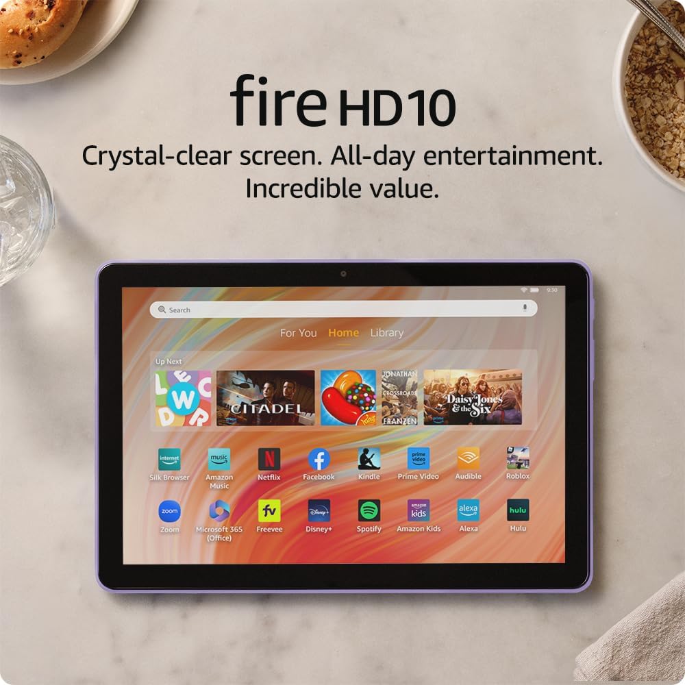 Amazon Fire HD 10 tablet, built for relaxation, 10.1" vibrant Full HD screen, octa-core processor, 3 GB RAM, latest model (2023 release), 32 GB, Lilac