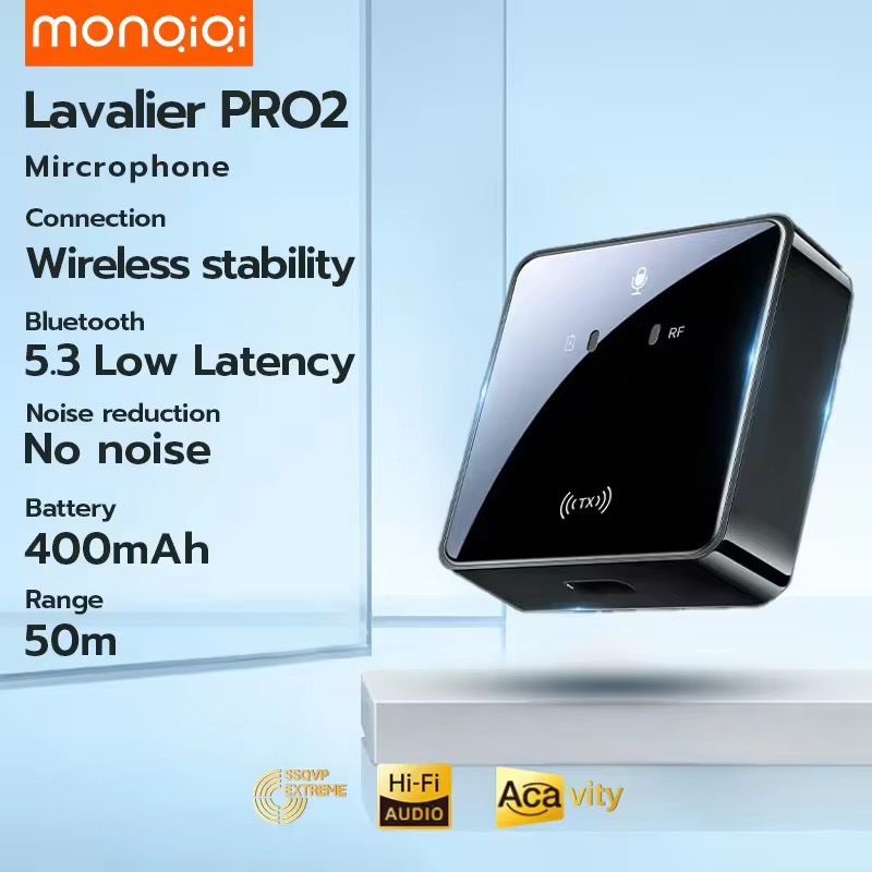 ไมค์ไร้สาย microphone  ไมโครโฟน สตรีมมิงแบบสด  Monqiqi M26ไมโครโฟนแบบหนีบ คาราโอเกะ