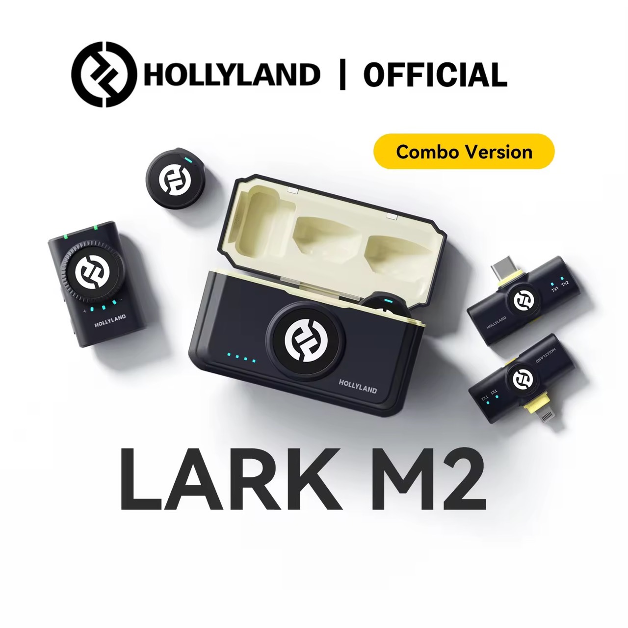 Hollyland LARK M2 ไมโครโฟนไร้สาย ไมค์ไวเลสสําหรับ โทรศัพท์ Android ไอโฟน ไมค์ติดกล้อง ไมค์ไร้สายไลฟ์สด ไมค์ติดเสื้อ