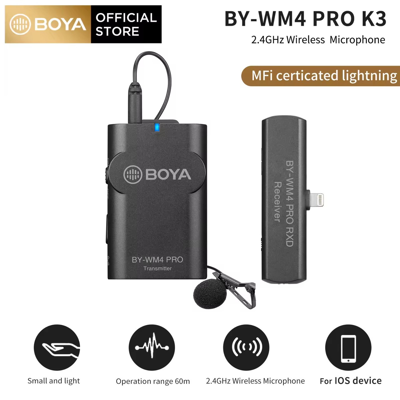 BOYA BY-WM4 Pro K1-K6 Professional ตัวเก็บประจุไฟฟ้าไร้สายไมโครโฟนระบบไมโครโฟนหนีบปกเสื้อไมค์สัมภาษณ์สำหรับ DV สมาร์ทโฟน DSLR Canon Nikon กล้องสำหรับที่ถ่ายทอดสด,Vlogging