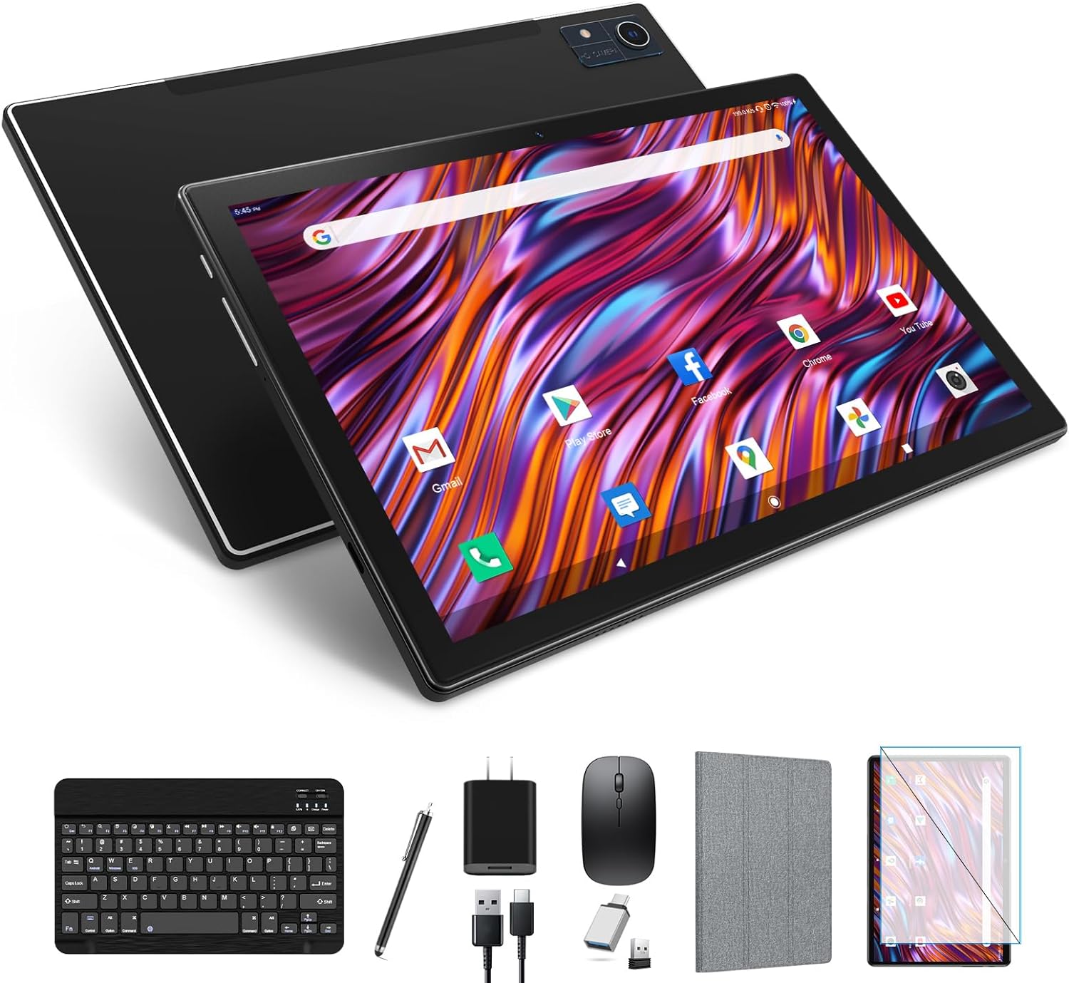 Newest 2024 Android 13 Tablet, 128GB+16(8+8 Expand)GB/512GB Expandable, Octa-Core Tablet with 5G WiFi, 8000mAh Battery, 10.1 inch Tablet with 21MP Camera, Tablet with Keyboard, Bluetooth, Mouse, Case. 