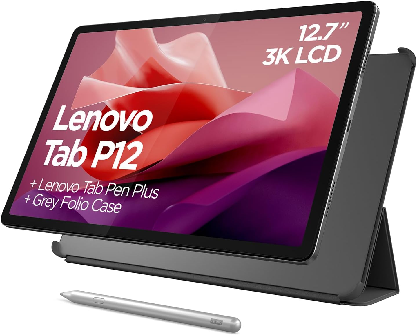 Lenovo Tab P12-2024 - Expansive Touchscreen Tablet - 12.7" 3K Display - 13MP Camera - 8GB Memory - 128GB UFS Storage - Android 13 - Dolby Atmos - Quad JBL Speakers - Pen and Folio Case Included 