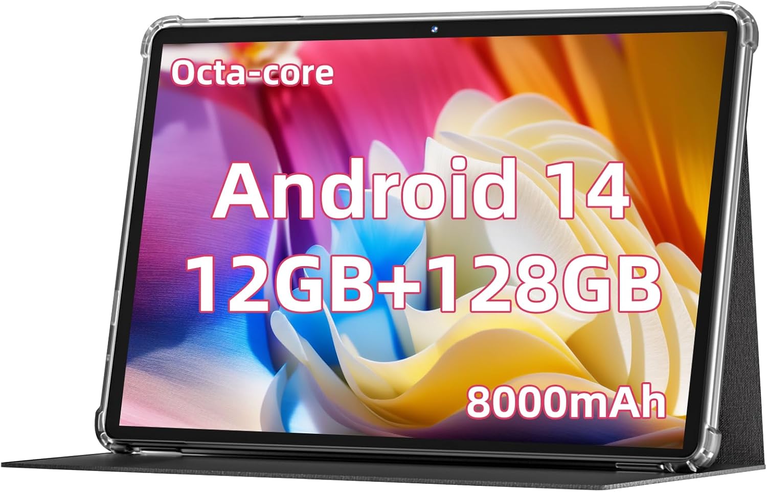 2024 Newest Android 14 Tablet, 11inch Tablet PC, 12GB+128GB+512GB Expand, Support Face Unlock,18W Fast Charging+8000mAh Big Battery, Octa-core CPU,WiFi6, BT5.0,Touchscreen Tableta (Black)