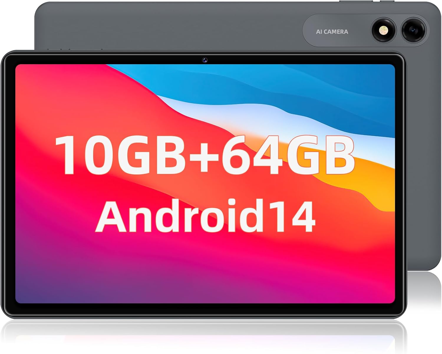 Android 14 Tablet, 10.1 inch Tablets, 10GB RAM + 64GB ROM 1TB Expand, Octa-Core Tablet with GPS, 6000mAh, 1280x800 FHD Display, 5MP+8MP Dual Camera, WiFi, Bluetooth, GPS (Black) 