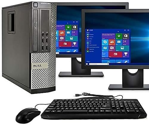 Dell Optiplex 9020 SFF Computer Desktop PC, Intel Core i5 Processor, 16GB Ram, 2TB Hard Drive, WiFi, Bluetooth 4.0, DVD-RW, Dual 24 Inch LCD Monitors Windows 10 Pro (Renewed) 