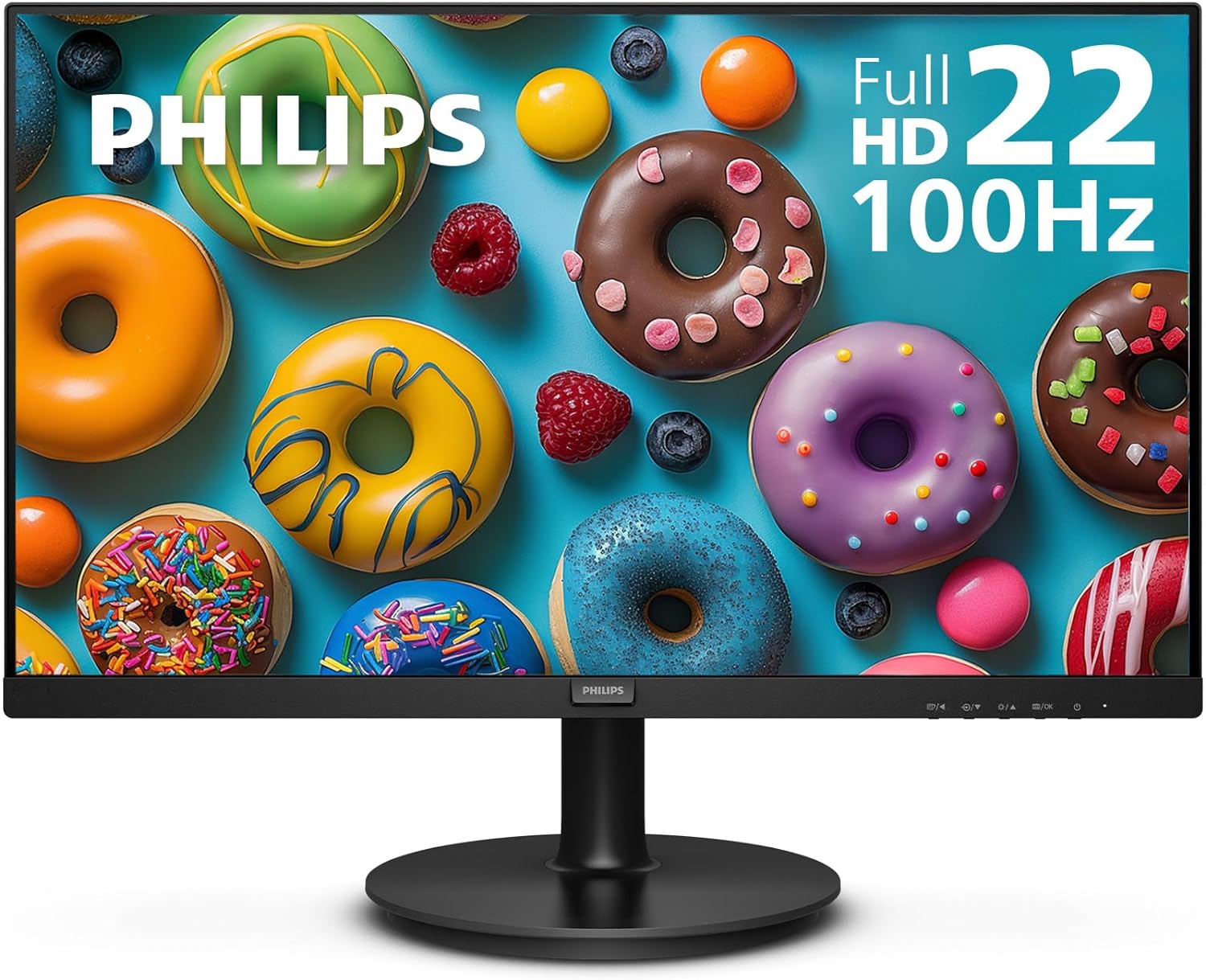 PHILIPS 22 inch Class Thin Full HD (1920 x 1080) Monitor, 100Hz Refresh Rate, VESA, HDMI x1, VGA x1, LowBlue Mode, Adaptive Sync, 4 Year Advance Replacement Warranty, 221V8LB 