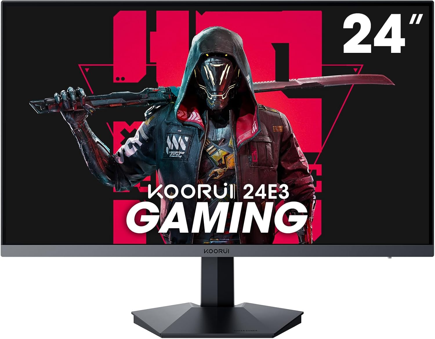 KOORUI Monitor, 24" Gaming Monitor, 165Hz FHD Computer Monitor, IPS 1ms PC Monitor, 99% sRGB Color Gamut, Adaptive Sync, Ultra Slim Frame, VESA Mountable (1920x1080P, HDMI, DisplayPort) 24E3