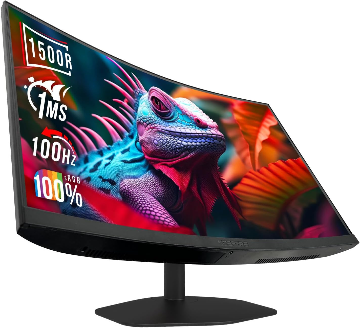 Sceptre Curved 27-inch Gaming Monitor 1500R 100Hz HDMI X2 DisplayPort 1ms 100% sRGB, Build-in Speakers Machine Black 2024 (C275W-FW100T)