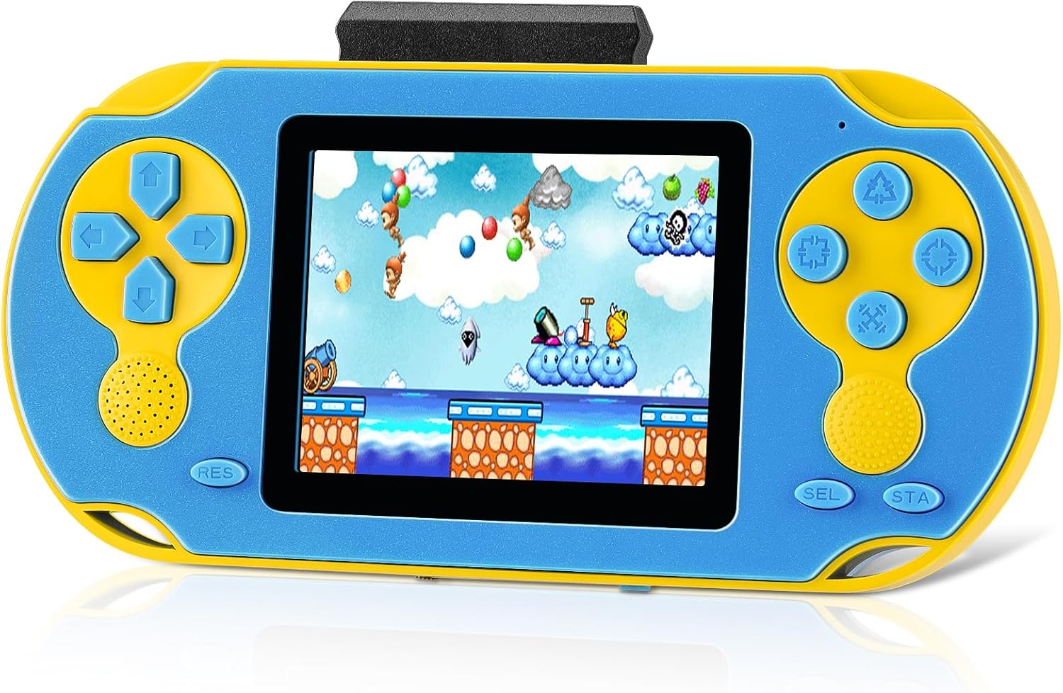 16 Bit Handheld Game Console for Kids, Video Game Console with Built in 230 HD Games, 3.0'' Screen Gaming Consoles with 3 Game Cartridges, Portable Rechargeable Game Console for Ages 4-12 (Blue) 