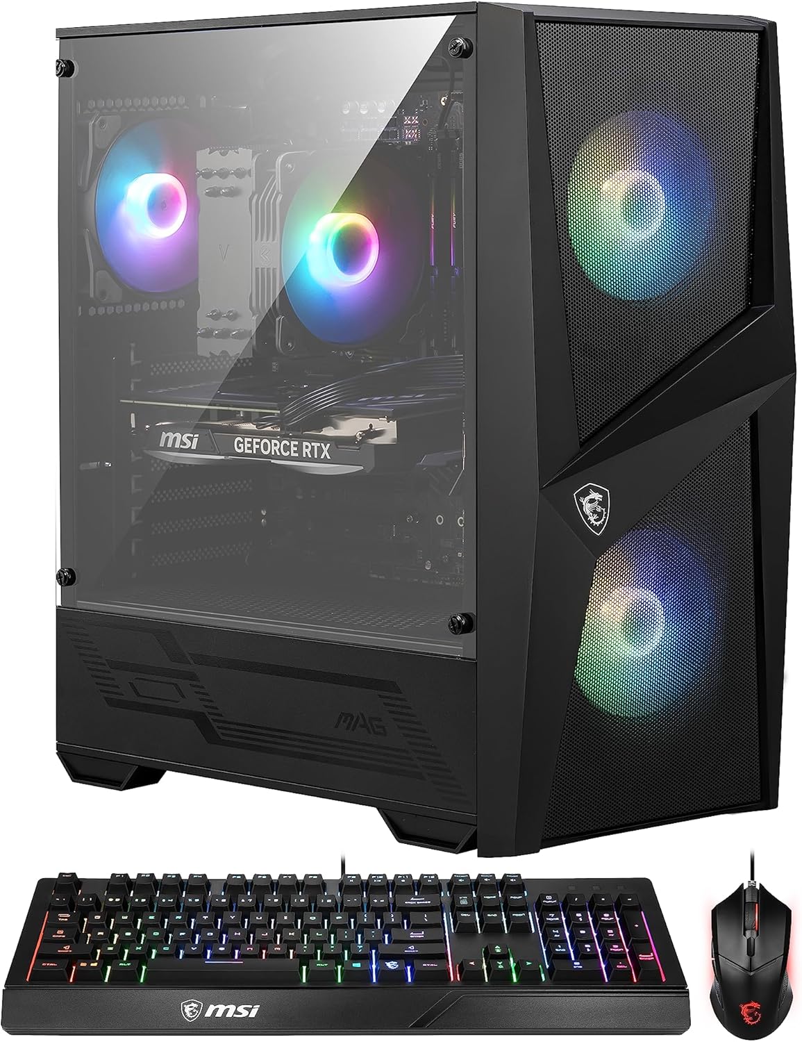 MSI Codex R Gaming Desktop: Intel Core i5-13400F, RTX 4060, 32GB DDR5, 2TB M.2 NVMe Gen3, RGB Fan Cooling, 650W 80+ Gold, Keyboard & Mouse, DIY Friendly, Windows 11 Pro: 13NUC5-068US,Black 