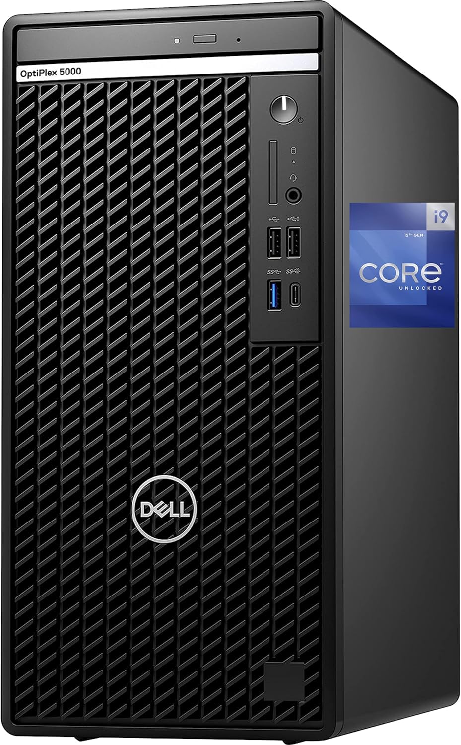 Dell 5000 Optiplex Tower Computer, Intel i9-12900K, 64GB RAM, 2TB NVMe SSD, DisplayPort, HDMI Adapter, USB C, DVDRW, Wi-Fi, Bluetooth, Windows 11 Pro, Black Desktop