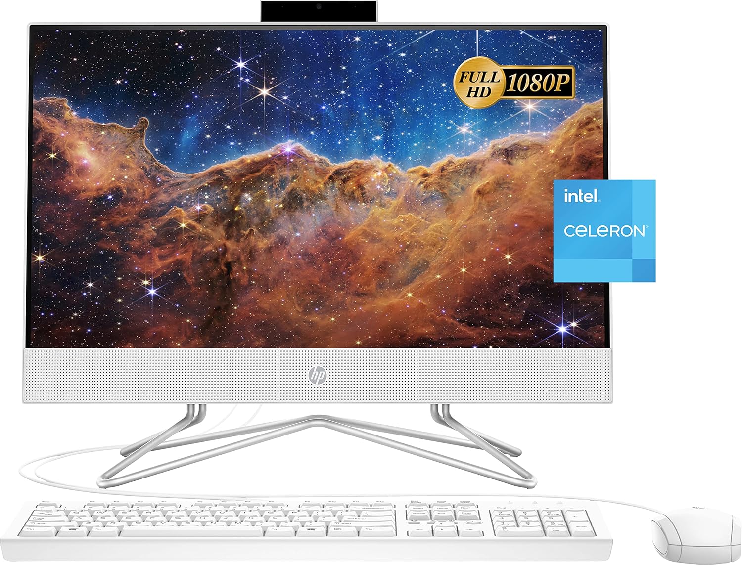 HP 2022 Newest All-in-One Desktop, 21.5" FHD Display, Intel Celeron J4025 Processor, 8GB RAM, 256GB PCIe SSD, Webcam, WiFi, HDMI, RJ-45, Wired Keyboard&Mouse, Windows 11 Home, White 