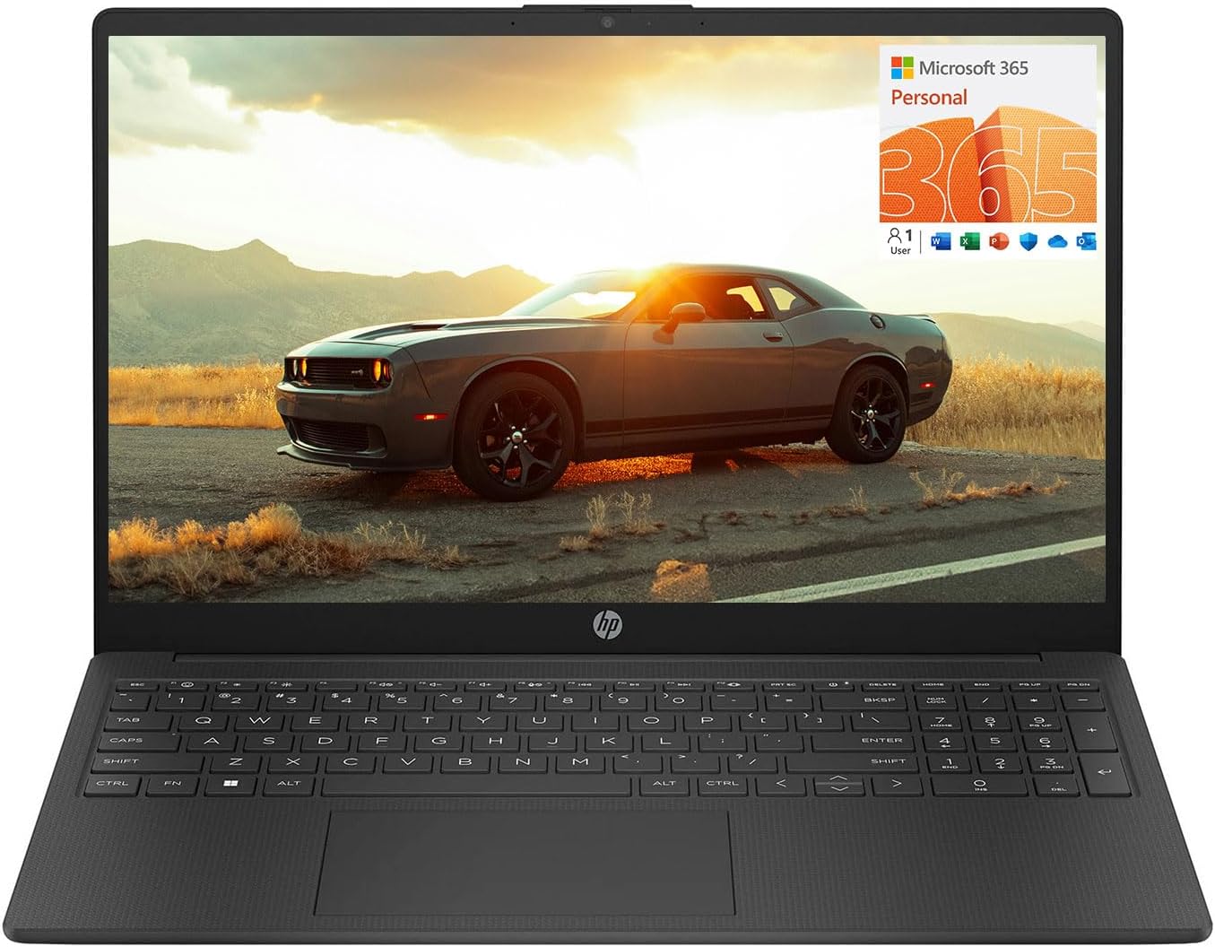 HP 15.6" Portable Laptop (Include 1 Year Microsoft 365), HD Display, Intel Quad-Core N200 Processor, 16GB RAM, 128GB Storage, Wi-Fi 6, Webcam, HDMI, Numeric Keypad, Windows 11 Home, Black 