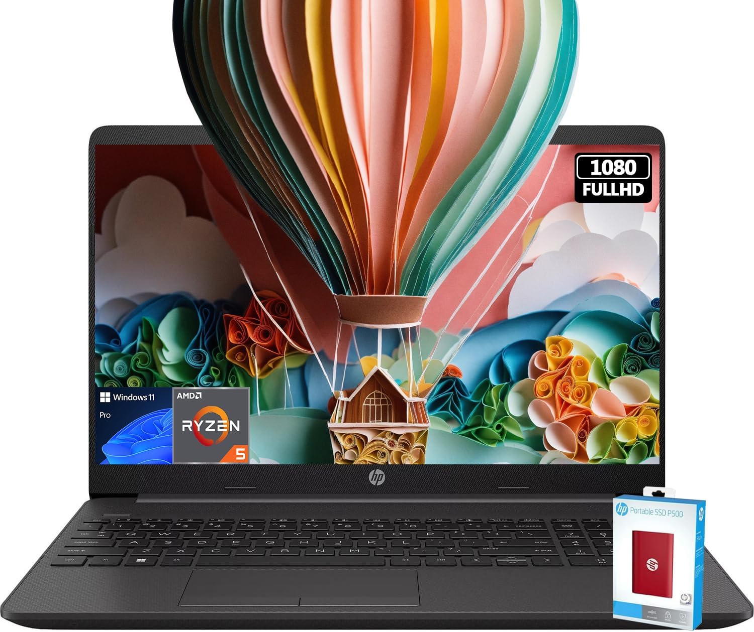 HP Newest 15.6" FHD G8 Laptop, AMD Ryzen 5 5500U 6-core Processor(Beat i7-1165G7), Ethernet Port, HDMI, SD Card Reader (Windows 11 Pro, 32GB RAM | 1TB SSD) 