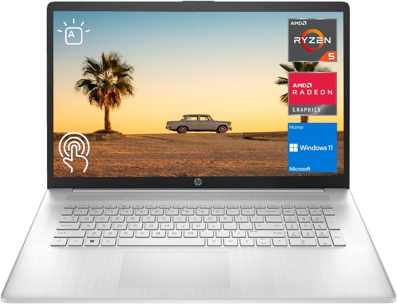 HP 2023 Newest 17 Laptop, 17.3" HD+ Touchscreen Display, AMD Ryzen 5 7530U Processor (Beats i7-1165G7), 32GB RAM, 1TB SSD, Wi-Fi 6, HDMI, Backlit KB, Webcam, Windows 11 Home, Silver, KKE Accessories