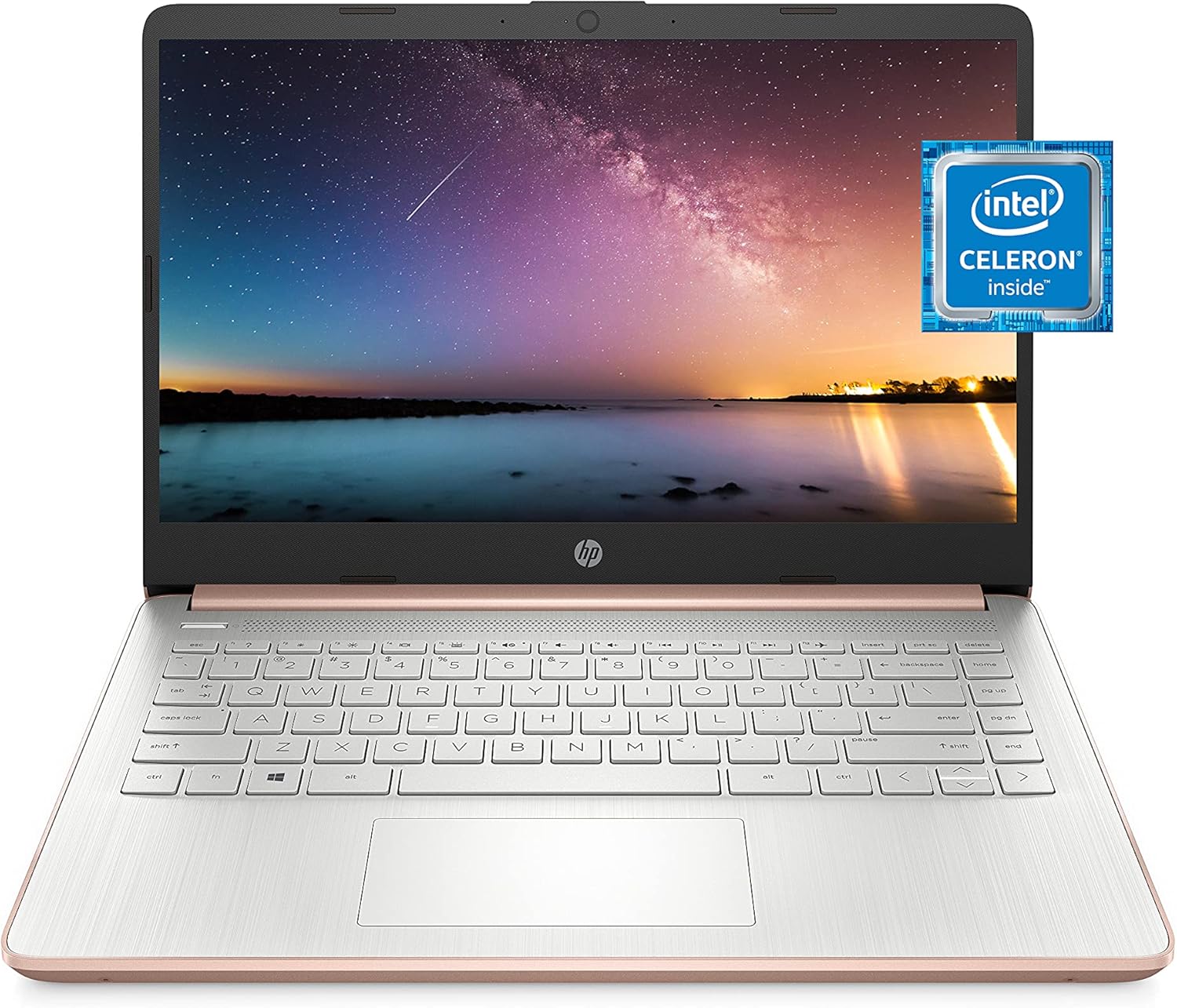 HP 14 Laptop, Intel Celeron N4020, 4 GB RAM, 64 GB Storage, 14-inch Micro-edge HD Display, Windows 11 Home, Thin & Portable, 4K Graphics, One Year of Microsoft 365 (14-dq0030nr, Pale Rose Gold) 