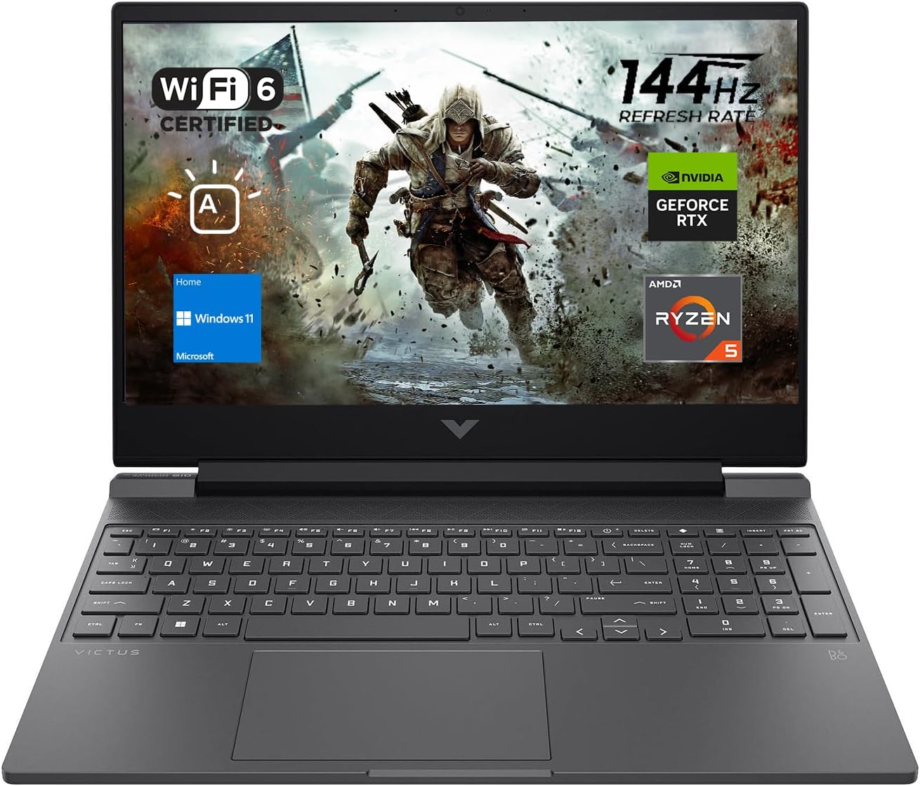 HP Victus 15 Gaming Laptop, 15.6" FHD 144Hz Display, AMD Ryzen 5 7535HS, 16GB DDR5 RAM, 1TB PCIe M.2 SSD, NVIDIA GeForce RTX 2050, HDMI, Webcam, Backlit Keyboard, Wi-Fi 6, Windows 11 Home, Silver