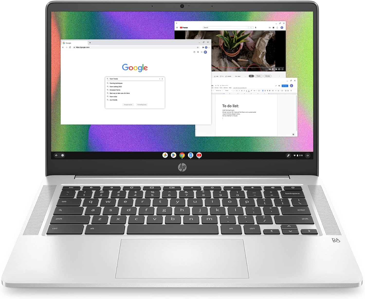 HP Chromebook 14 Laptop, Intel Celeron N4120, 4 GB RAM, 64 GB eMMC, 14" HD Display, Chrome OS, Thin Design, 4K Graphics, Long Battery Life, Ash Gray Keyboard (14a-na0226nr, 2022, Mineral Silver) 