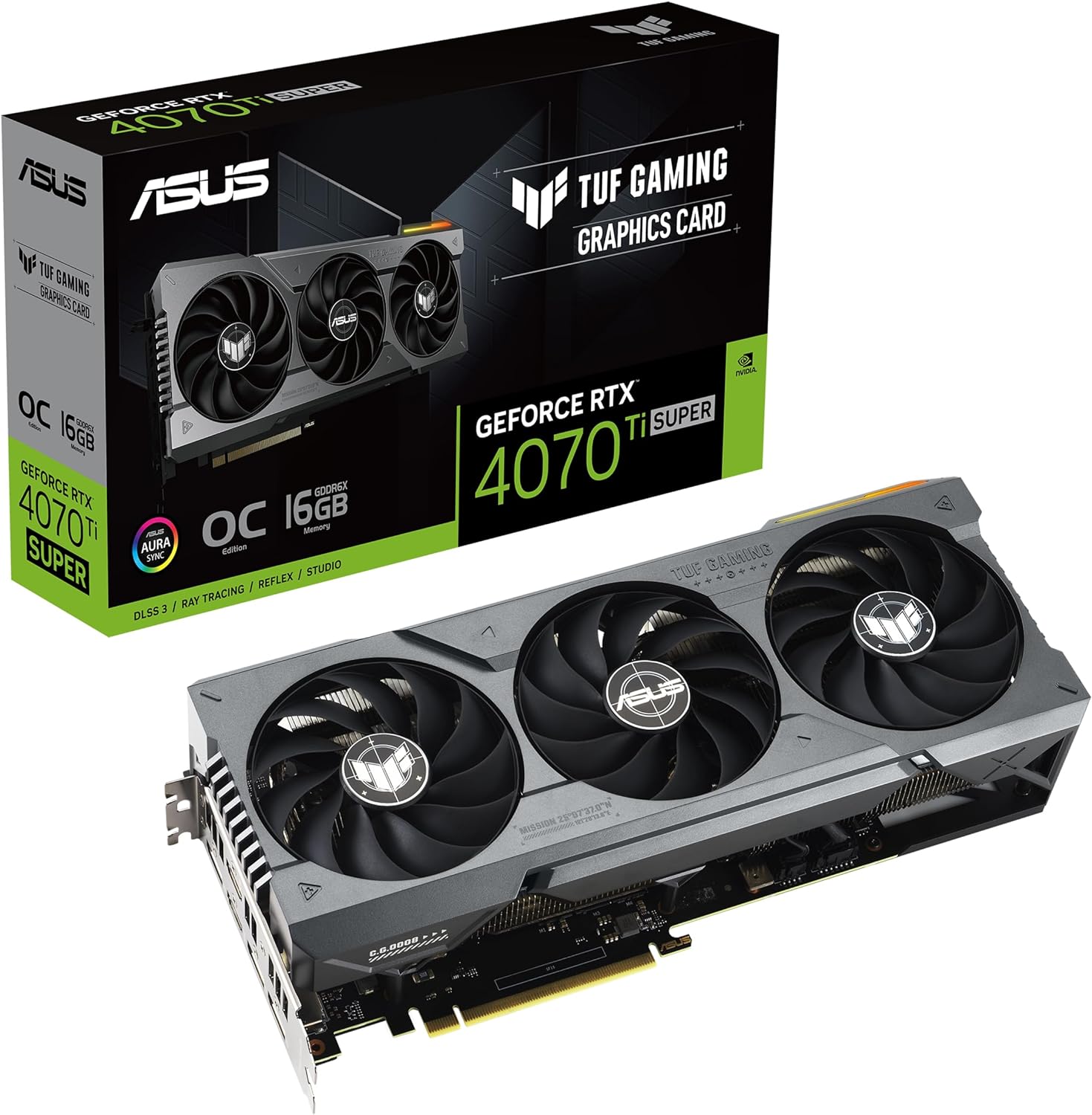 ASUS TUF Gaming NVIDIA GeForce RTX™ 4070 Ti Super OC Edition Gaming Graphics Card (PCIe 4.0, 16GB GDDR6X, HDMI 2.1a, DisplayPort 1.4a),RTX4070Ti|OC|Black