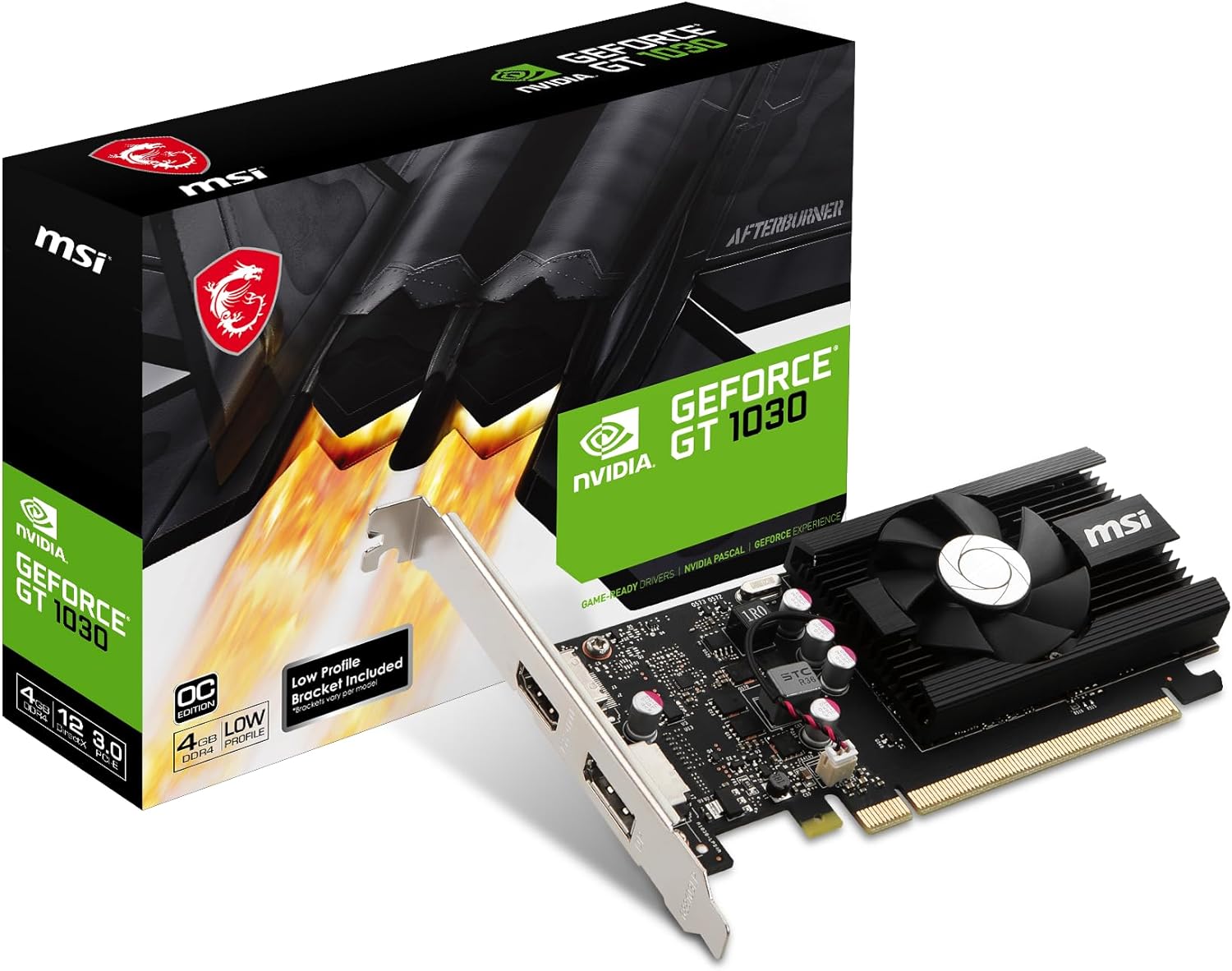 MSI Gaming GeForce GT 1030 4GB GDRR4 64-bit HDCP Support DirectX 12 DP/HDMI Single Fan OC Graphics Card (GT 1030 4GD4 LP OC) 