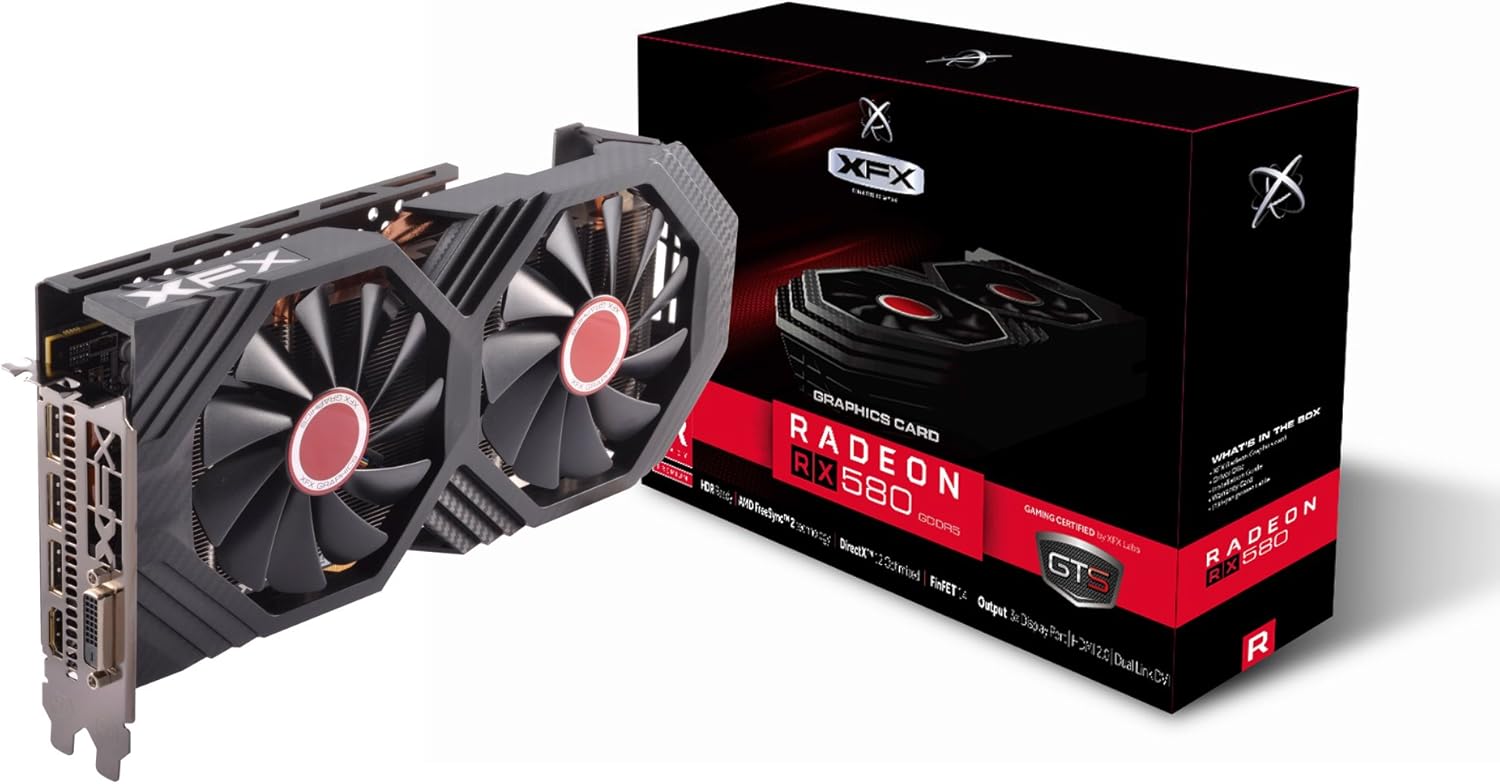 XFX Radeon RX 580 GTS XXX Edition 1386MHz OC+, 8GB GDDR5, VR Ready, Dual BIOS, 3xDP HDMI DVI, AMD Graphics Card (RX-580P8DFD6) 