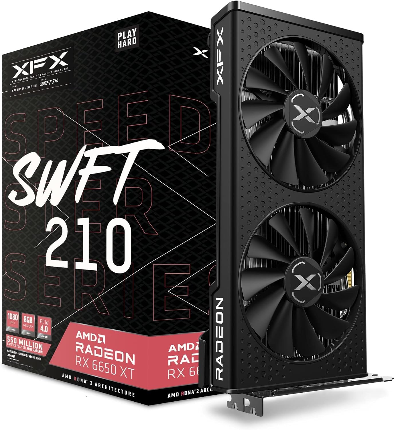 XFX Speedster SWFT210 Radeon RX 6650XT CORE Gaming Graphics Card with 8GB GDDR6 HDMI 3xDP, AMD RDNA 2 RX-665X8DFDY