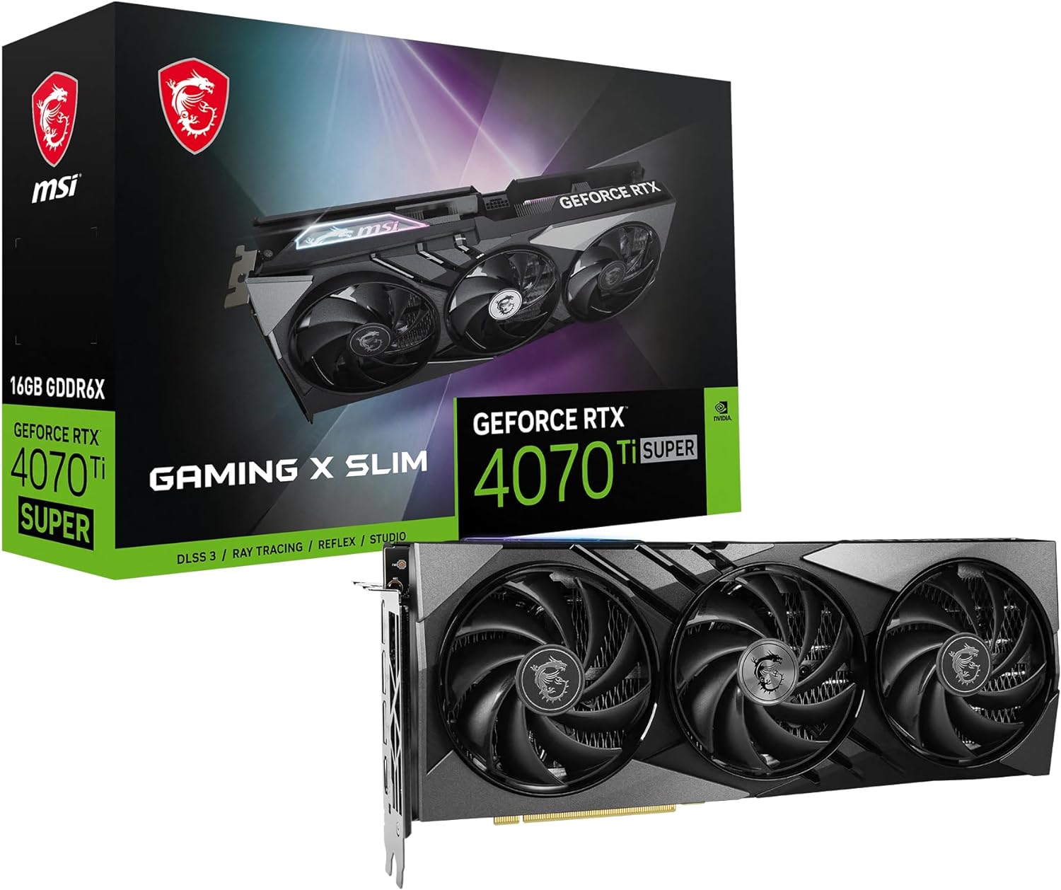 MSI Gaming RTX 4070 Ti Super 16G Gaming X Slim Graphics Card (NVIDIA RTX 4070 Ti Super, 256-Bit, Extreme Clock: 2685 MHz, 16GB GDRR6X 21 Gbps, HDMI/DP, Ada Lovelace Architecture) 