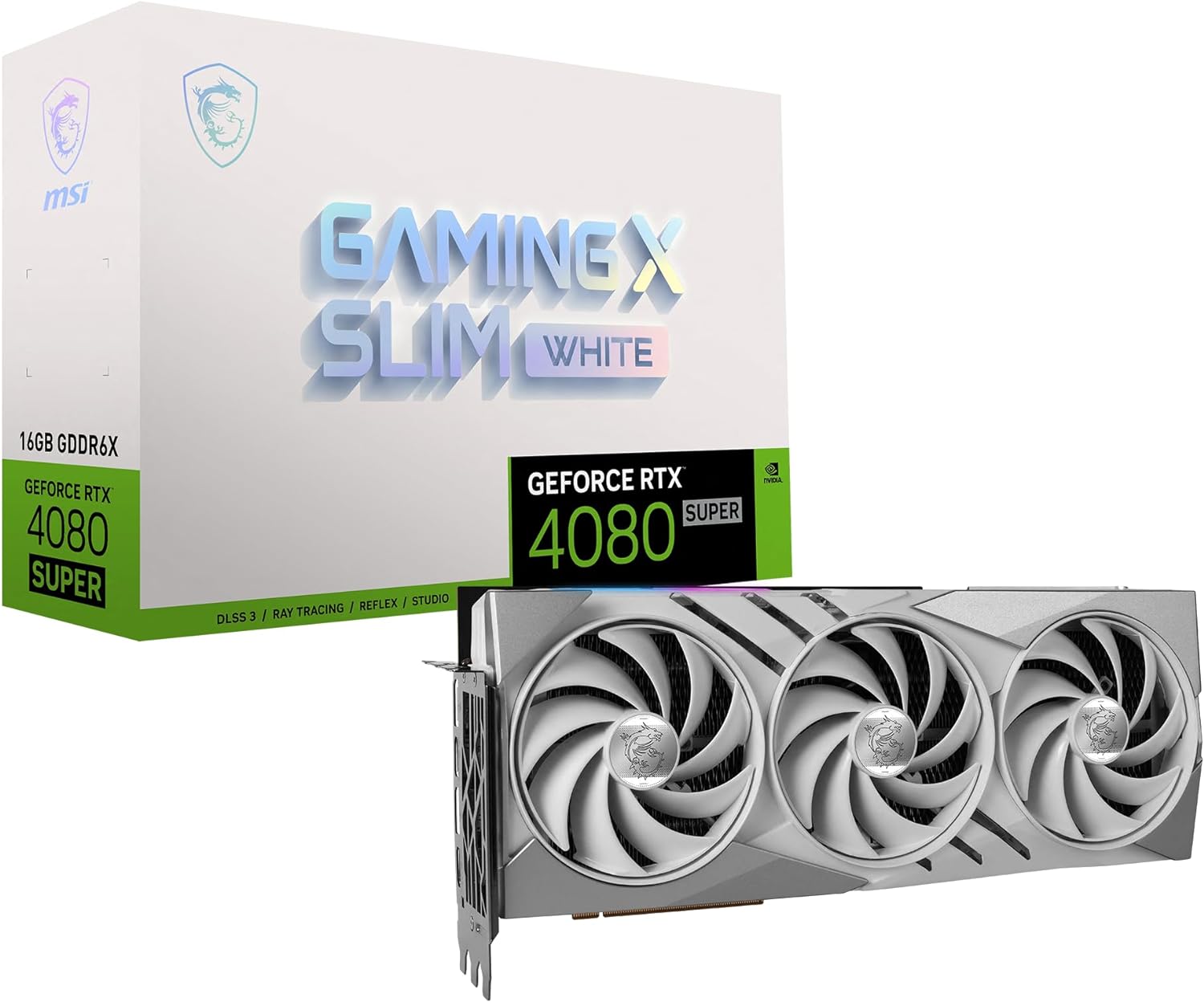 MSI Gaming RTX 4080 Super 16G Gaming X Slim White Graphics Card (NVIDIA RTX 4080 Super, 256-Bit, Extreme Clock: 2625 MHz, 16GB GDRR6X 23 Gbps, HDMI/DP, Ada Lovelace Architecture)