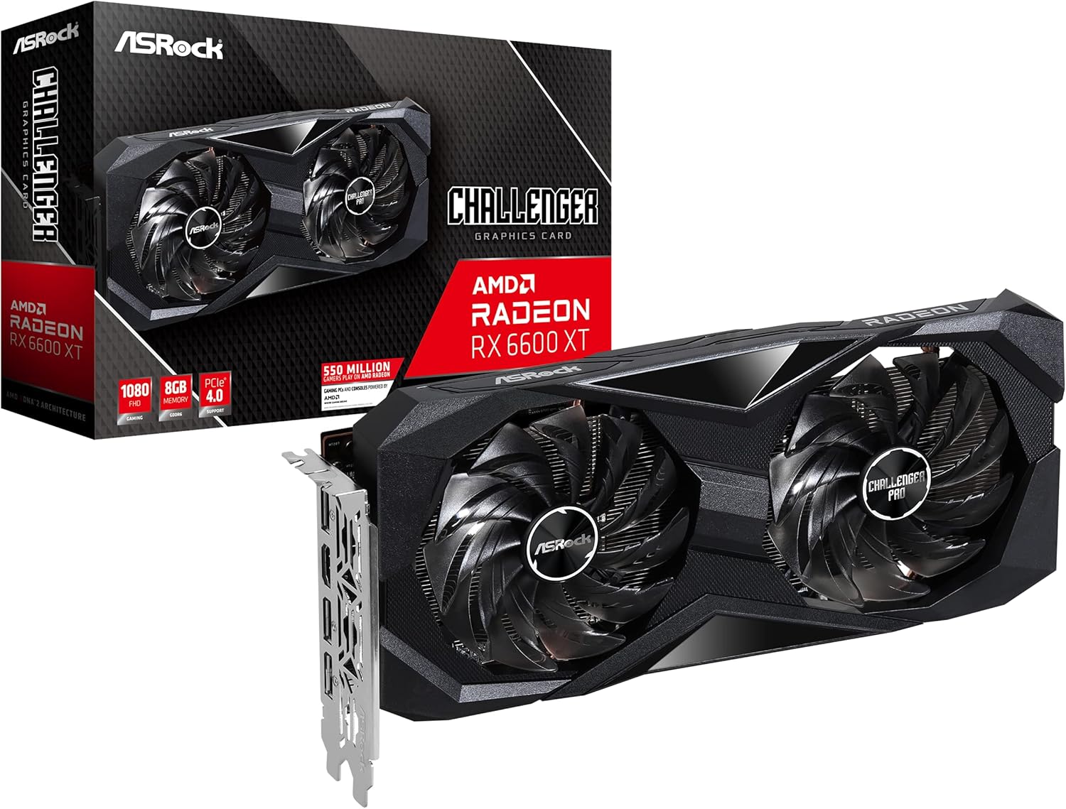 ASRock Radeon RX 6600 XT Challenger D OC 8GB GDDR6 PCI-Express Graphics Card