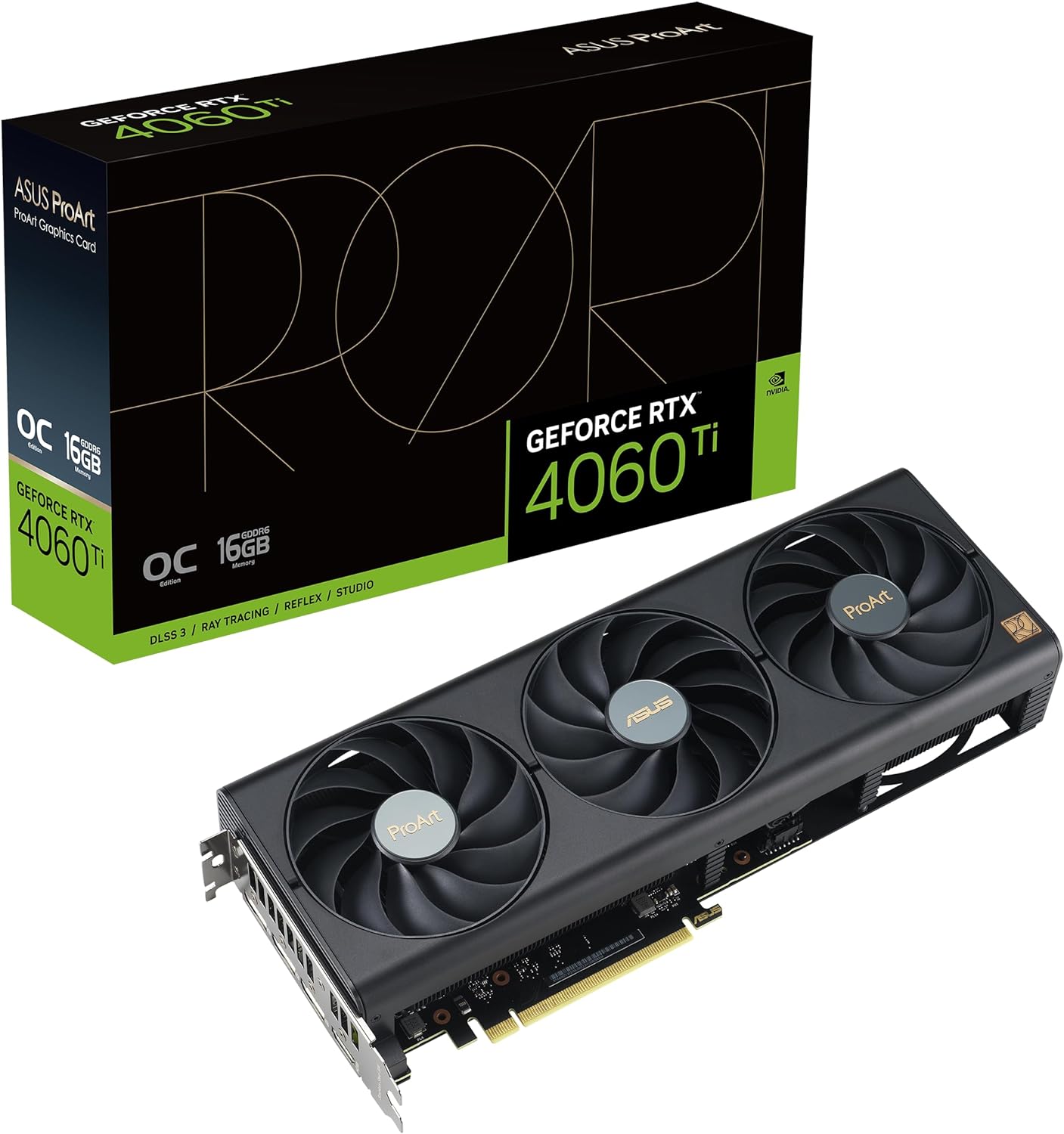 ASUS ProArt GeForce RTX™ 4060 Ti 16GB OC Edition GDDR6 Graphics Card (PCIe 4.0, 16GB GDDR6, DLSS 3, HDMI 2.1a, DisplayPort 1.4a)