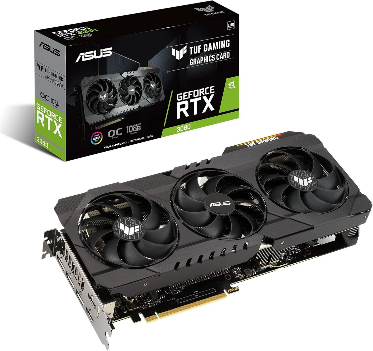 ASUS TUF Gaming NVIDIA GeForce RTX 3080 V2 OC Edition Graphics Card (PCIe 4.0, 10GB GDDR6X, LHR, HDMI 2.1, DisplayPort 1.4a, Dual Ball Bearings, Military-Grade Certification, GPU Tweak II) (Renewed)