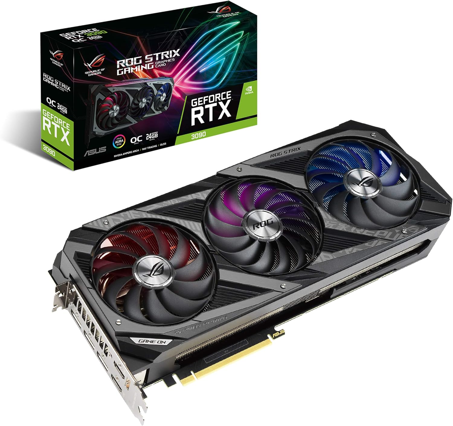 ASUS ROG Strix GeForce RTX 3090 OC Edition 24GB GDDR6X Gaming Graphics Card with Axial-tech Fans & Central Static Pressure Fan ROG-STRIX-RTX3090-O24G-GAMING (Renewed)