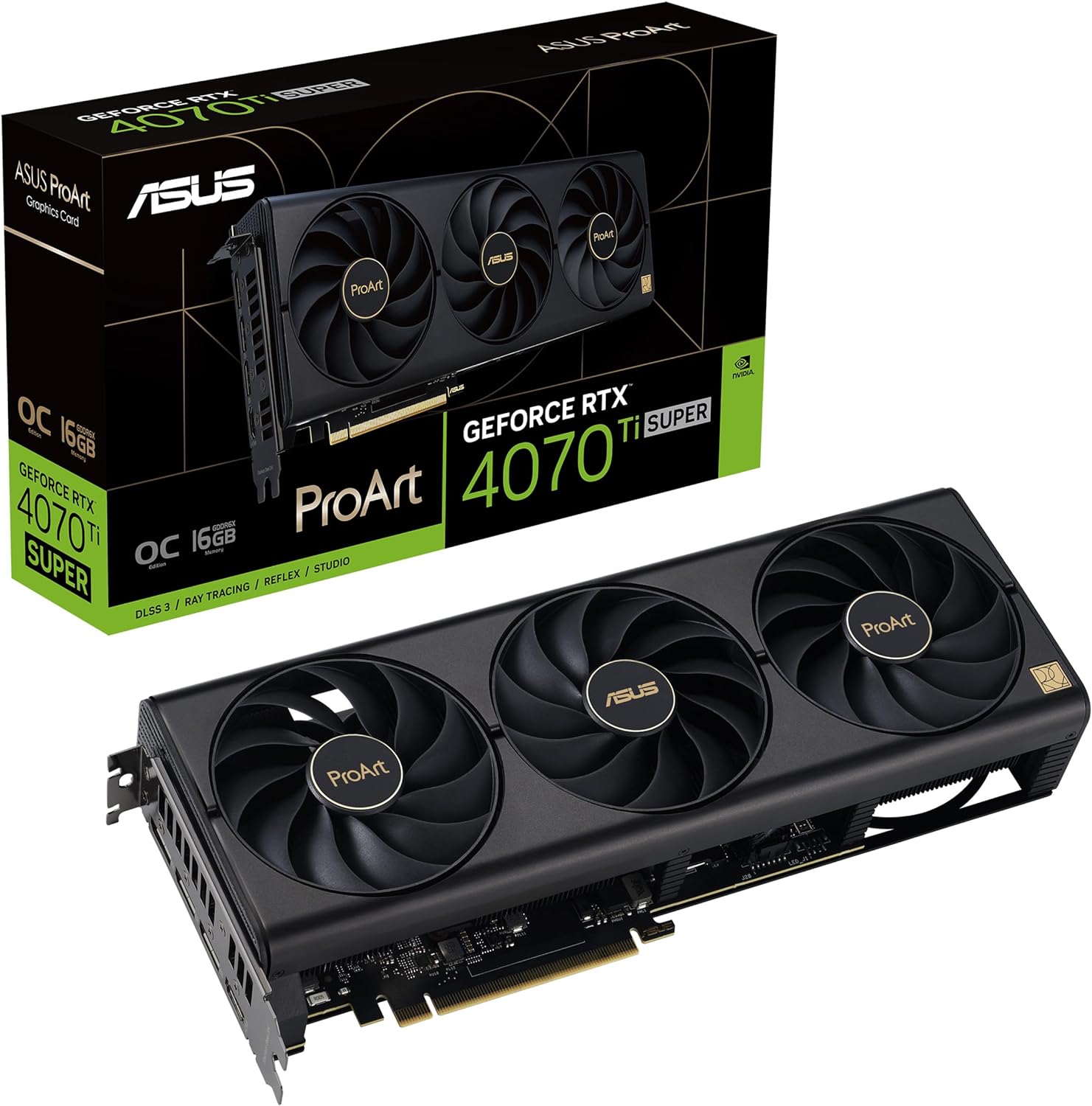 ASUS ProArt GeForce RTX™ 4070 Ti Super OC Edition Graphics Card (PCIe 4.0, 16GB GDDR6X, DLSS 3, HDMI 2.1a, DisplayPort 1.4a) 