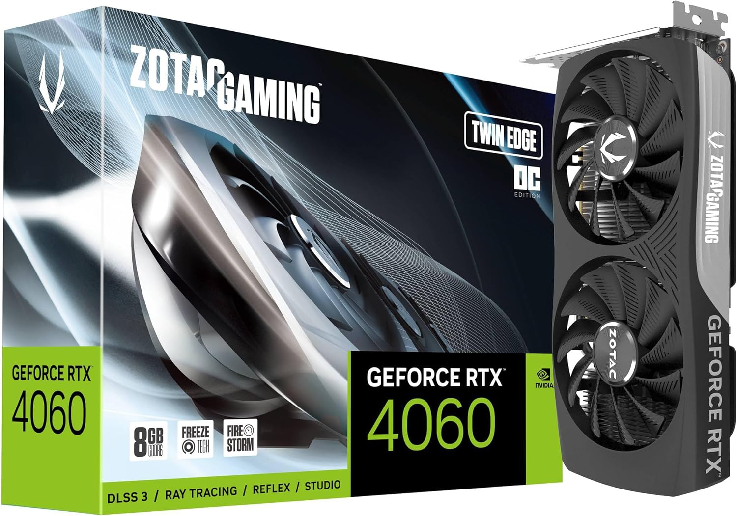 ZOTAC Gaming GeForce RTX 4060 8GB Twin Edge OC DLSS 3 8GB GDDR6 128-bit 17 Gbps PCIE 4.0 Compact Gaming Graphics Card, ZT-D40600H-10M