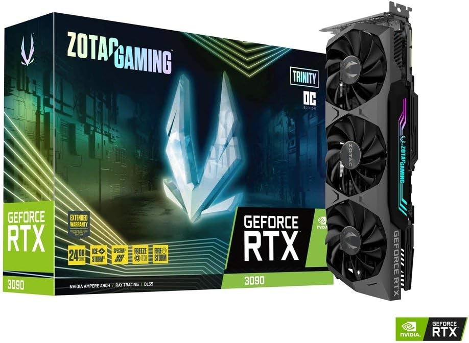 ZOTAC Gaming GeForce RTX™ 3090 Trinity OC 24GB GDDR6X 384-bit 19.5 Gbps PCIE 4.0 Gaming Graphics Card, IceStorm 2.0 Advanced Cooling, Spectra 2.0 RGB Lighting, ZT-A30900J-10P 