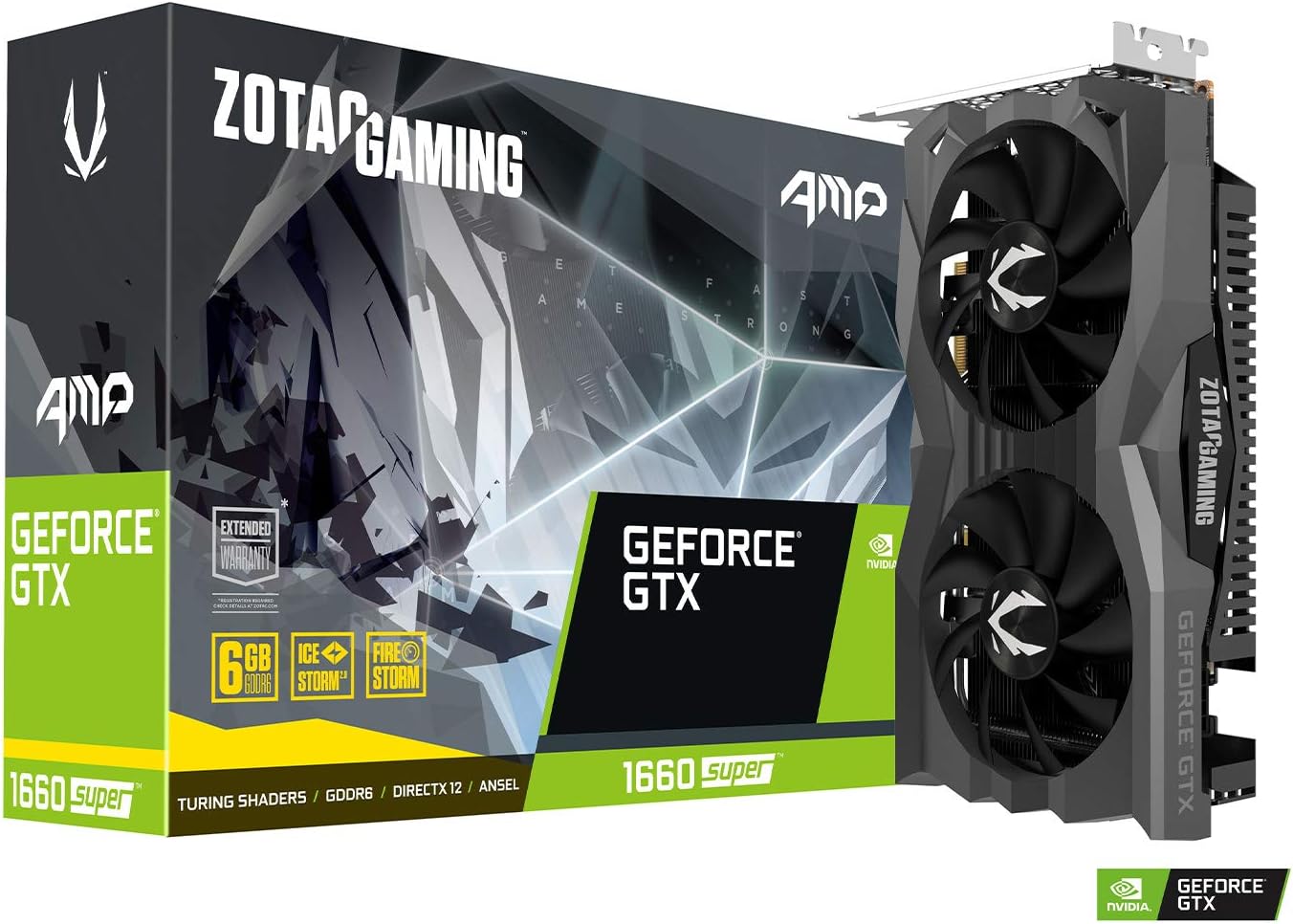 ZOTAC Gaming GeForce GTX 1660 Super amp 6GB GDDR6 192-bit Gaming Graphics Card, Super Compact, Ice Storm 2.0 Cooling, Wraparound Metal Back plate - Zt-T16620D-10M