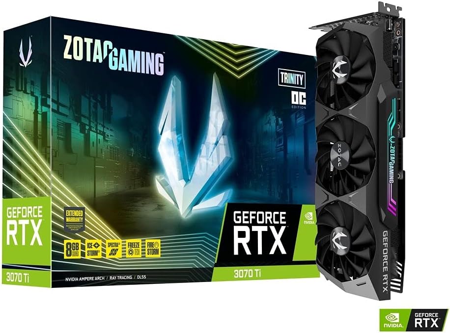 ZOTAC GeForce RTX™ 3070 Ti Trinity OC 8GB GDDR6X 256-bit 19 Gbps PCIE 4.0 Gaming Graphics Card, IceStorm 2.0 Advanced Cooling, Spectra 2.0 RGB Lighting, ZT-A30710J-10P