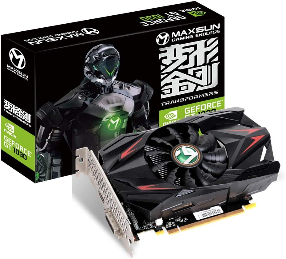 maxsun GEFORCE GT 1030 4GB GDDR4 Video Graphics Card GPU Mini ITX Design, HDMI, DVI-D, Single Fan Cooling System