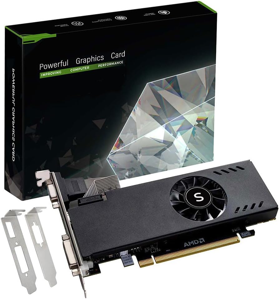 Radeon RX 550 Low Profile Graphics Card, 4GB GDDR5 128-bit, HDMI VGA DVI-D, Video Card for PC Gaming, Computer GPU, DirectX 12, Low Power