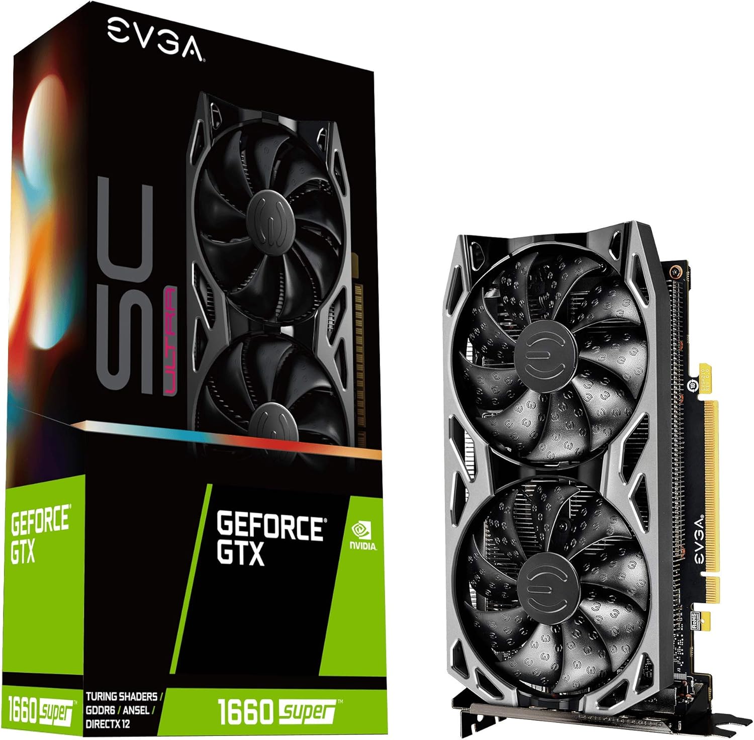 EVGA 06G-P4-1068-KR GeForce GTX 1660 Super Sc Ultra Gaming, 6GB GDDR6, Dual Fan, Metal Backplate 