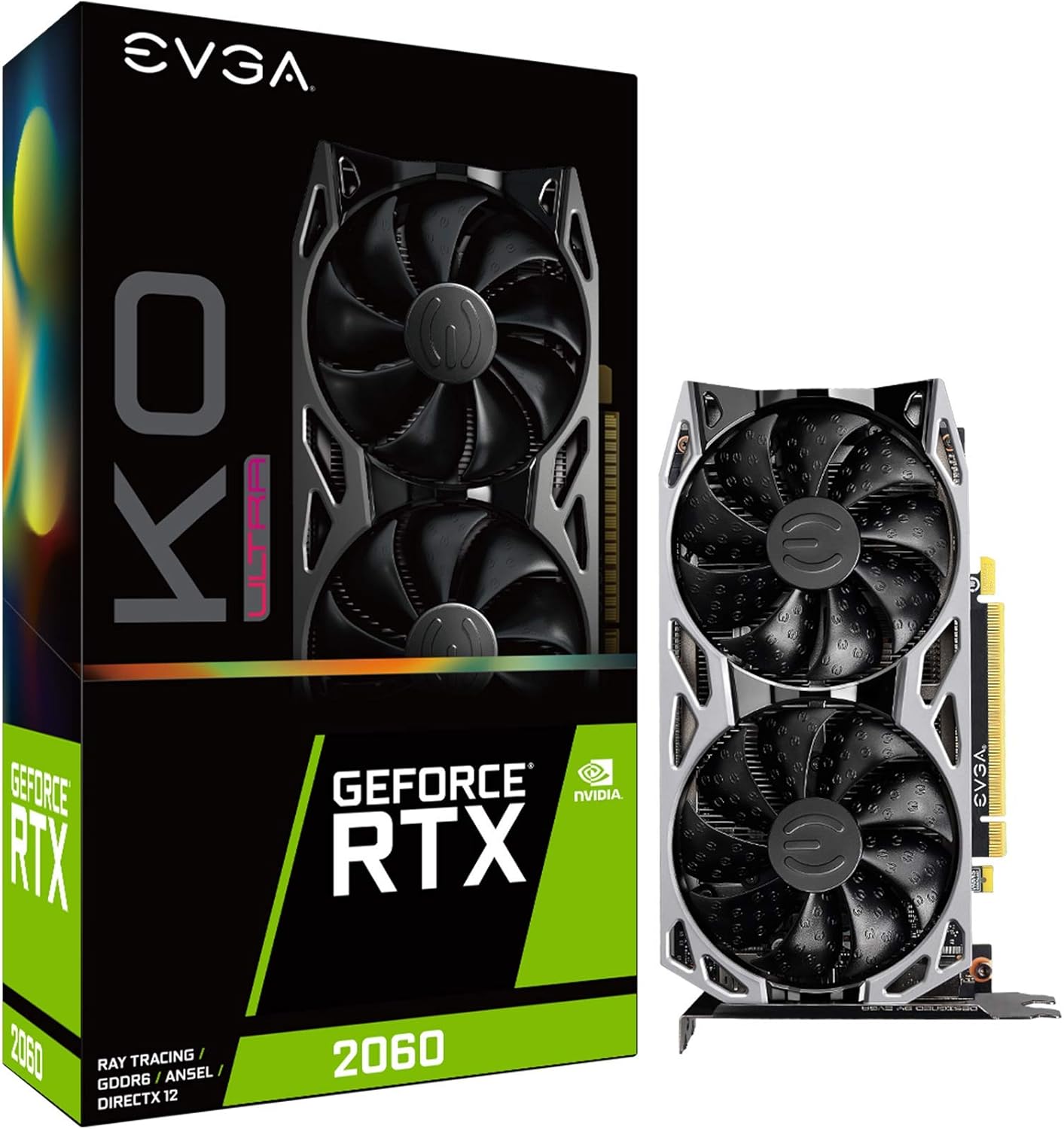 EVGA GeForce RTX 2060 KO Ultra Gaming, 6GB GDDR6, Dual Fans, Metal Backplate, 06G-P4-2068-KR (Renewed) 