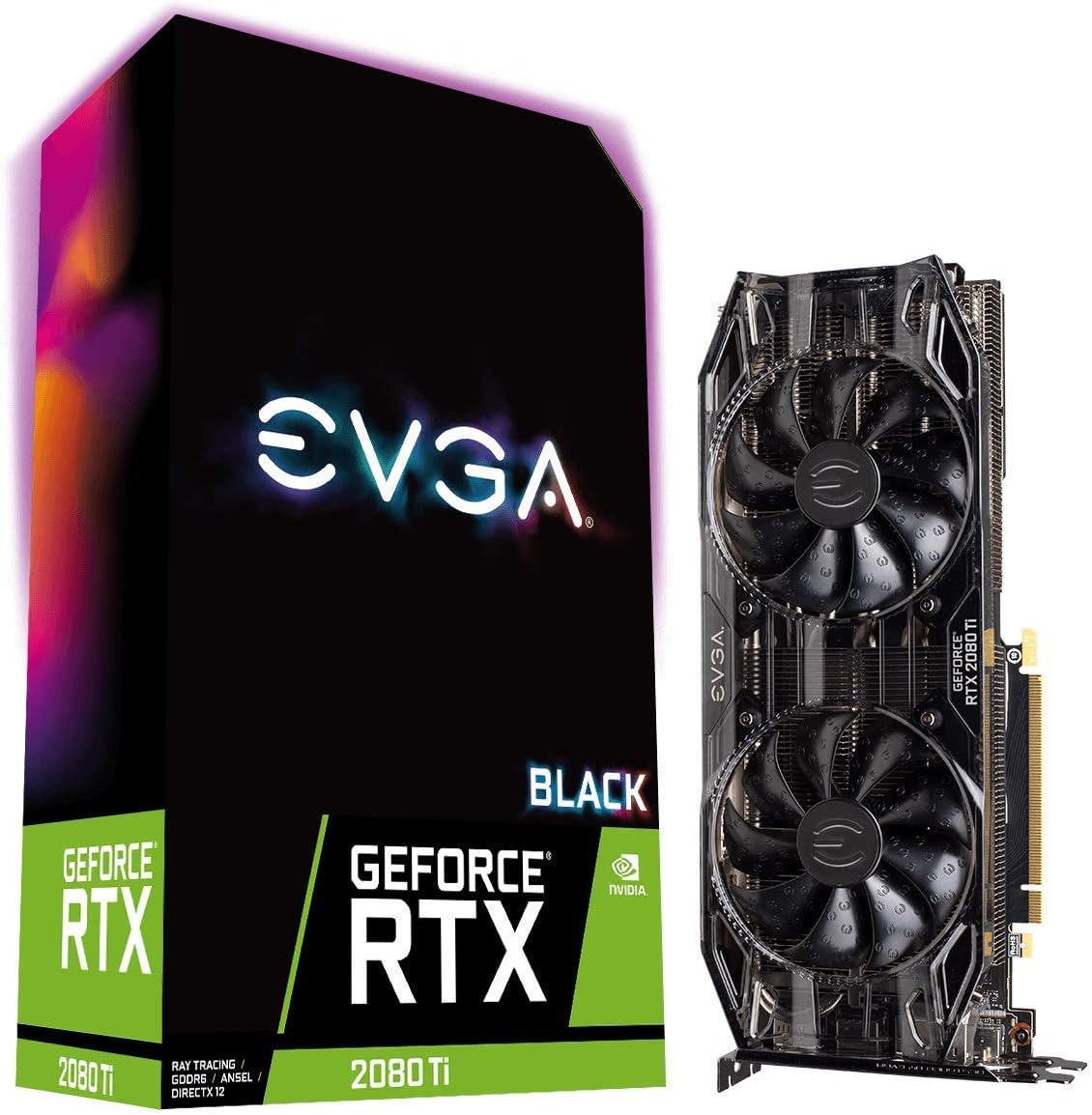 EVGA GeForce RTX 2080 Ti Black Edition Gaming, 11GB GDDR6, Dual HDB Fans & RGB LED Graphics Card 11G-P4-2281-KR (Renewed) 