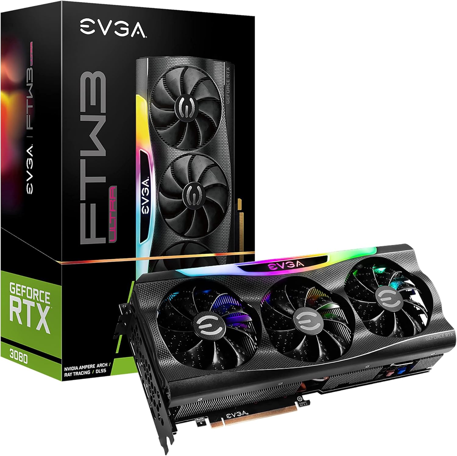 EVGA GeForce RTX 3080 FTW3 Ultra Gaming, 10G-P5-3897-KL, 10GB GDDR6X, iCX3 Technology, ARGB LED, Metal Backplate, LHR (Renewed) 