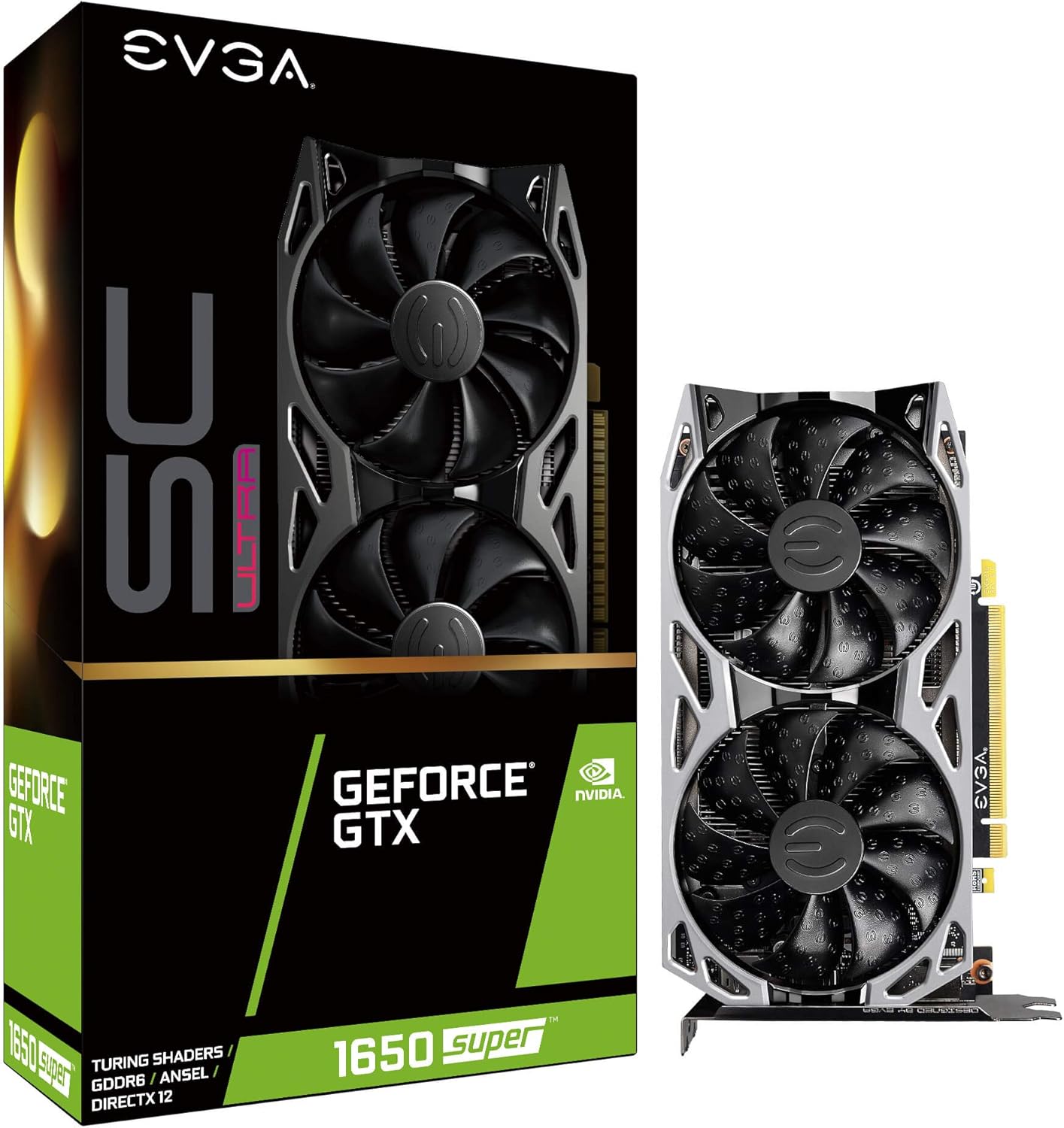 EVGA GeForce GTX 1650 Super SC Ultra Gaming, 4GB GDDR6, Dual Fan, Metal Backplate, 04G-P4-1357-KR