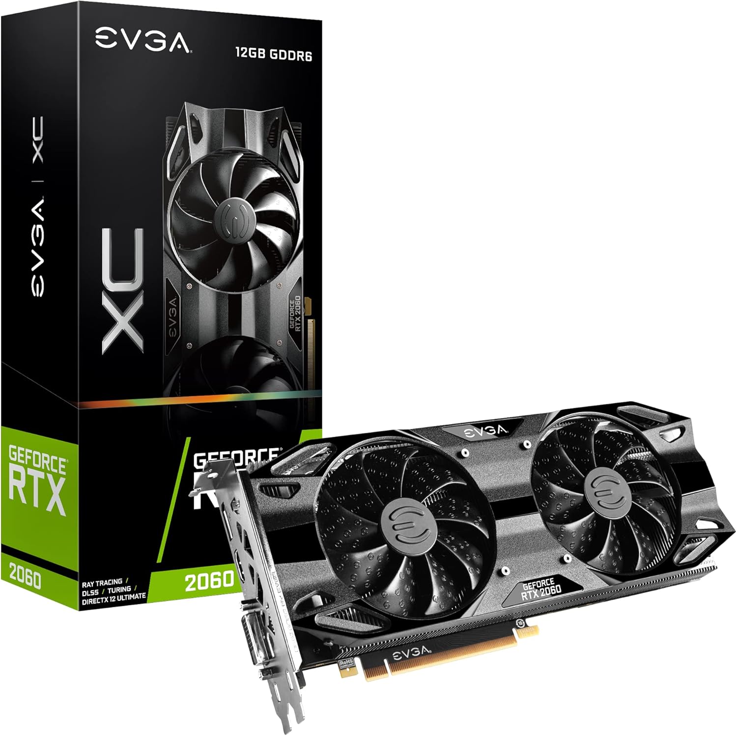 EVGA GeForce RTX 2060 12GB XC Gaming,12G-P4-2263-KR, GDDR6,Dual Fans,Metal Backplate