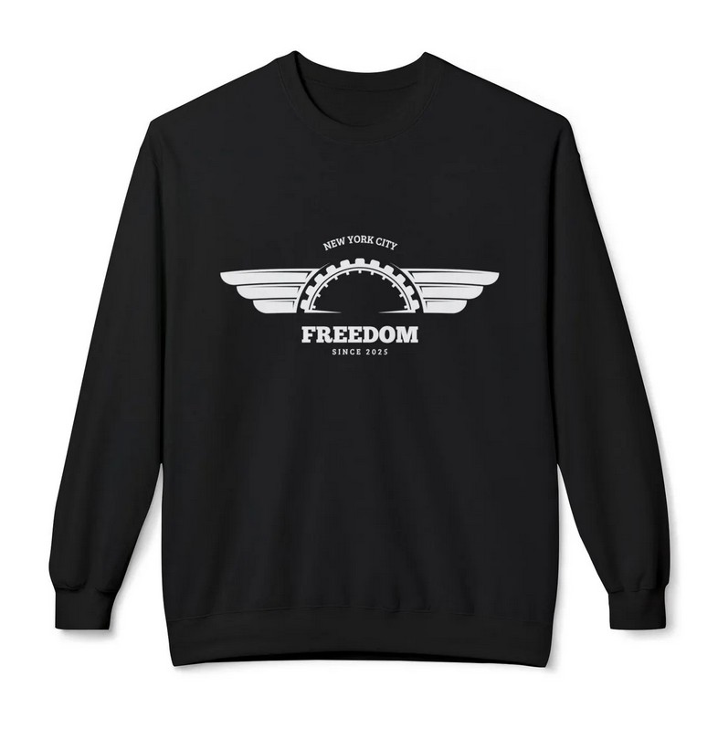 Freedom Wings Unisex Fleece Crewneck Sweatshirt, Cozy Sweatshirt, New York City Apparel, Unisex Fashion, Gift for Him/Her