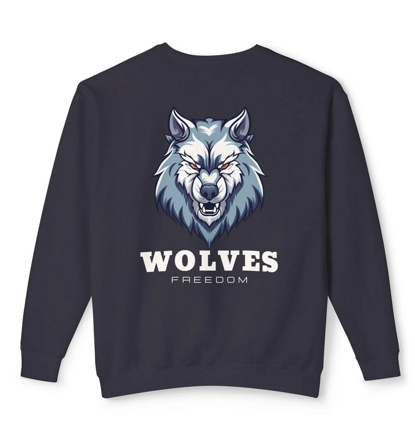 Bold Wolves Graphic Sweatshirt, Unisex Crewneck, Freedom Design, Animal Lover Gift, Cozy Fall Wear, Outdoor Activites 